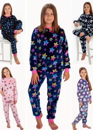 Махровая пижама детская, теплая велсофт пижамка
