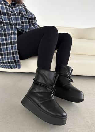 Дутики натуральная кожа черные зима