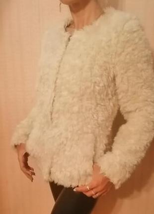 Суперская шуба шубка куртка экомех. цвет молочно белый2 фото