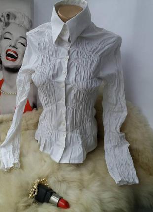 Базовая стильная приталенная белая блузка блуза рубашка рубаха, брендовая италия