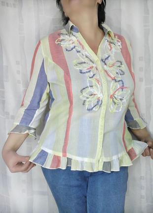 Романтичная батистовая блуза с объемной вышивой, 100% хлопок2 фото
