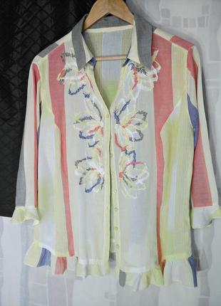 Романтичная батистовая блуза с объемной вышивой, 100% хлопок5 фото