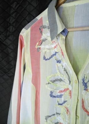 Романтичная батистовая блуза с объемной вышивой, 100% хлопок6 фото