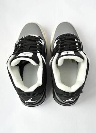 nike jordan air 1 low prm кросівки жіночі шкіряні нубук зимові термо на флісі ботінки сапоги високі теплі найк джордан чорні з бежевим7 фото