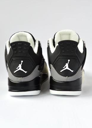 Nike air jordan 4 retro кросівки жіночі шкіряні нубук зимові термо на флісі ботінки сапоги високі теплі найк джордан чорні з бежевим4 фото