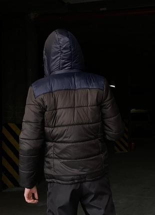 Зимова куртка європейка синьо-чорна2 фото