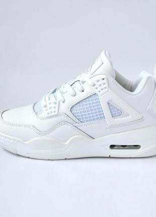 Nike air jordan 4 retro кросівки жіночі шкіряні зимові з хутром відмінна якість ботінки сапоги високі теплі найк джордан білі овчина
