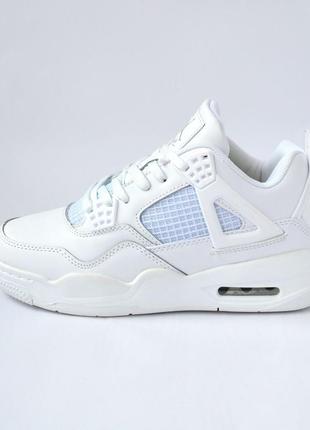 Nike air jordan 4 retro кроссовки женские кожаные зимние с мехом отличное качество ботинки сапоги высокие теплые найк джордан белые овчина