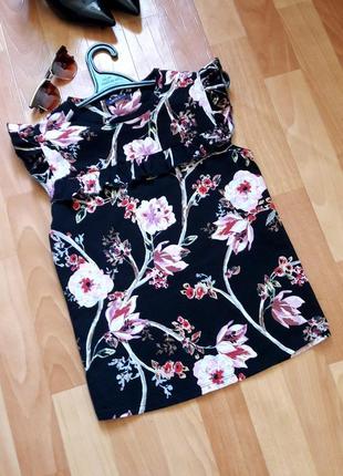 Бавовняна футболка блуза у квіти з рюшами лімітована колекція2 фото