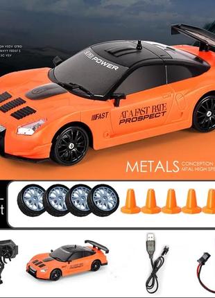 Дрифт машинка на радиоуправлении nissan gtr масштаб 1:24 белый