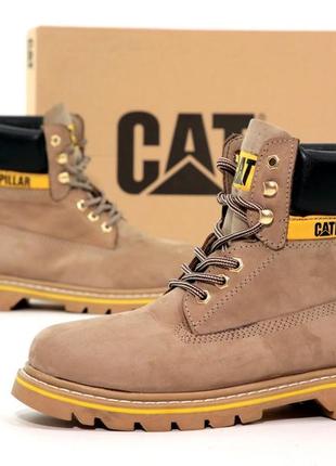 Зимові шкіряні черевики з хутром caterpillar boots winter ❄️10 фото