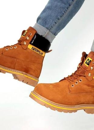 Зимові шкіряні черевики з хутром caterpillar boots winter ❄️5 фото