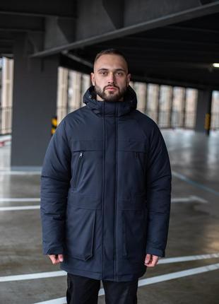 Зимняя мужская парка синего цвета ( очень теплая)