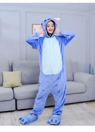 Костюм кигуруми стич синий пижама пижамы детские взрослые костюмы кингуруми стич голубой ститч кенгурушки 1303 фото
