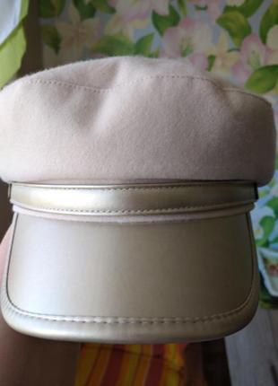 Кашемировая пудровая кепка, картуз,капитанка тренд года, размер регулируется 57-60