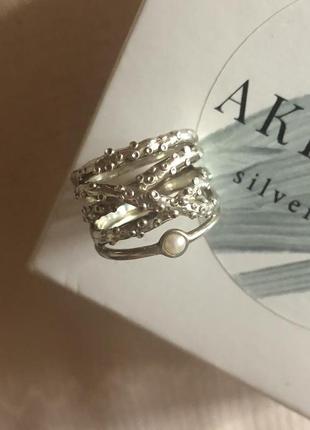 Серебряное кольцо с черным жемчугом/черный жемчуг срібна каблучка2 фото