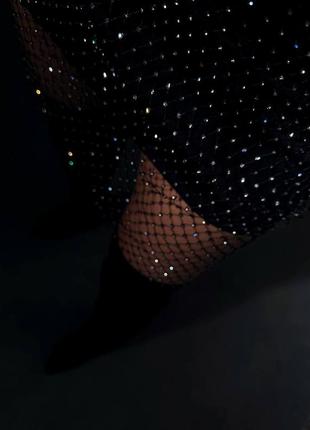 Сукня міні із сітки зі страз10 фото