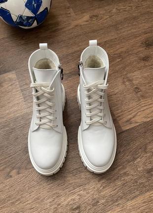 Белые зимние ботинки ботинки кожа р.36-413 фото