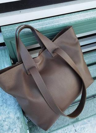 Мягкие кожаные сумки женские итальянская сумочка шоппер вместительная а4 формата ts0001001 фото
