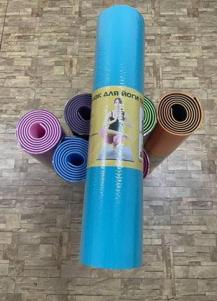 Коврик для йоги и фитнеса tpe (йога мат, каремат спортивный) yoga eco pro 6 мм, черно-салатовый5 фото