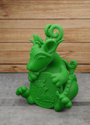 Статуэтка дракона с монетой – символ 2024 года. зеленый, 10 см.4 фото