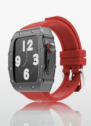 Эксклюзивный чехол из нержавеющей стали bucorich apple watch case  4/5/6/se (44 мм) black red