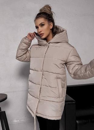 Теплый зимний пуховик зефирка на молнии кнопках куртка удлиненная плащевка на силиконе с подкладкой10 фото