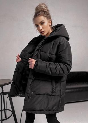 Теплый зимний пуховик зефирка на молнии кнопках куртка удлиненная плащевка на силиконе с подкладкой5 фото