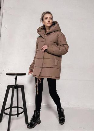 Теплый зимний пуховик зефирка на молнии кнопках куртка удлиненная плащевка на силиконе с подкладкой8 фото