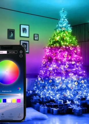 Новогодняя умная светодиодная гирлянда 100led на 10м bluetooth rgb / led гирлянда на елку