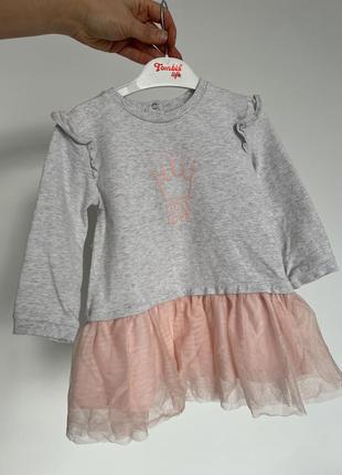 Красивое платье с фатином платье на длинный рукав с рюшами и фантиновым низом туника с фатином