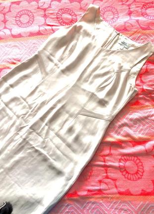 Сукня перлового кольору з атласними вставками р. 50-52