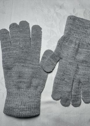 Перчатки сенсорные для девушек с тачпадом. серые перчатки с люрексом