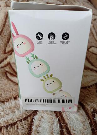 Детский настольный светильник-ночник зайчик