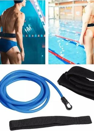 Эспандер резинка для тренировок по плаванию тренажер для плавания и рывка в бассейне тренировочные резинки 3 м6 фото