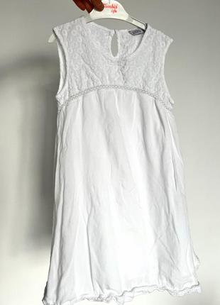 Італійська біла сукня туніка для дівчики літня біла сукня з мереживом коротка літня сукня для дівчики