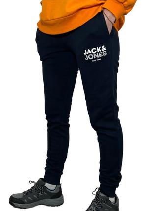 Теплые спортивные штаны jack & jones на флисе m синий