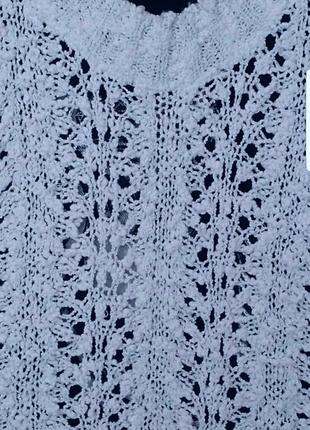 Свитер сетка мятный ажурная вязка хлопок свитер весна кофта удлиненная туника4 фото
