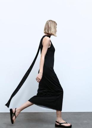 Шикарное базовое платье-светочка с шлейфом размер м zara