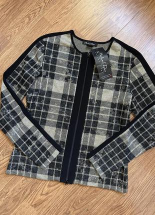 Жакет легкий в клетку с люрексом на молнии