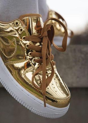 Кроссовки кожаные женские nike air force 1 liquid metal (весна-лето-осень)😍7 фото