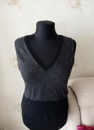 Тепла жилетка, шерсть, кашемір, класика, ромби, офісний стиль, дрес код