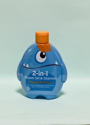 Шампунь- гель для миття волосся та тіла цитрусовий orchard 2 sn 1 shower gel & shampoo 300 мл.1 фото