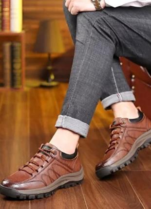Черевики демісезонні чоловічі на шнурівці з екошкіри коричневі 43р