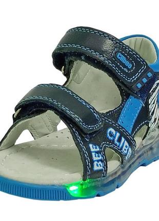 Відкриті шкіряні босоніжки ортопедичні сандалі 237 клібі clibee літнє взуття для хлопчика р.222 фото