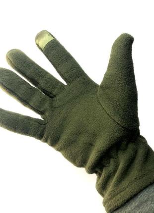 Теплі сенсорні рукавички флісові туреччина зимові чоловічі військові хакі олива