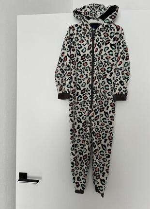 Піжама кигуруми для дівчинки lupilu леопардова піжама 4-6р суцільна флісова піжама на замок
