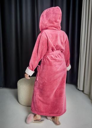 Халат жіночий теплий махровий довгий зкапюшоном5 фото
