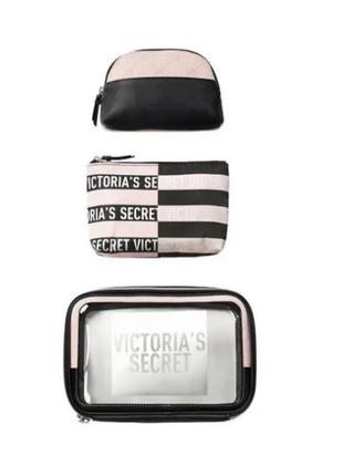 Набор косметичек victoria’s secret beauty bag trio stripe