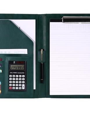 Офісна папка під кожу з зажимом і калькулятором